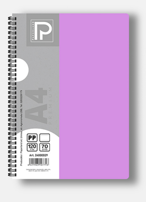 Caiet A4 120 File 70g Linii Spiră Dublă Copertă Plastic 24800029 [5]