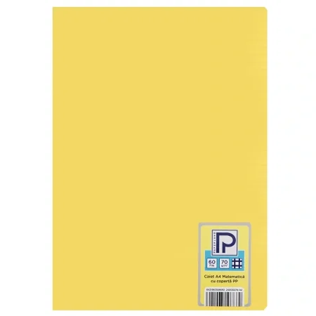 Caiet A4 60F Pătrățele Copertă Plastic Galben Paperland [1]