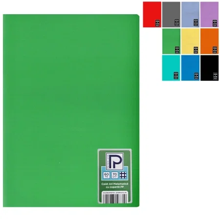 Caiet A4 60F Pătrățele Copertă Plastic Mov Paperland [2]