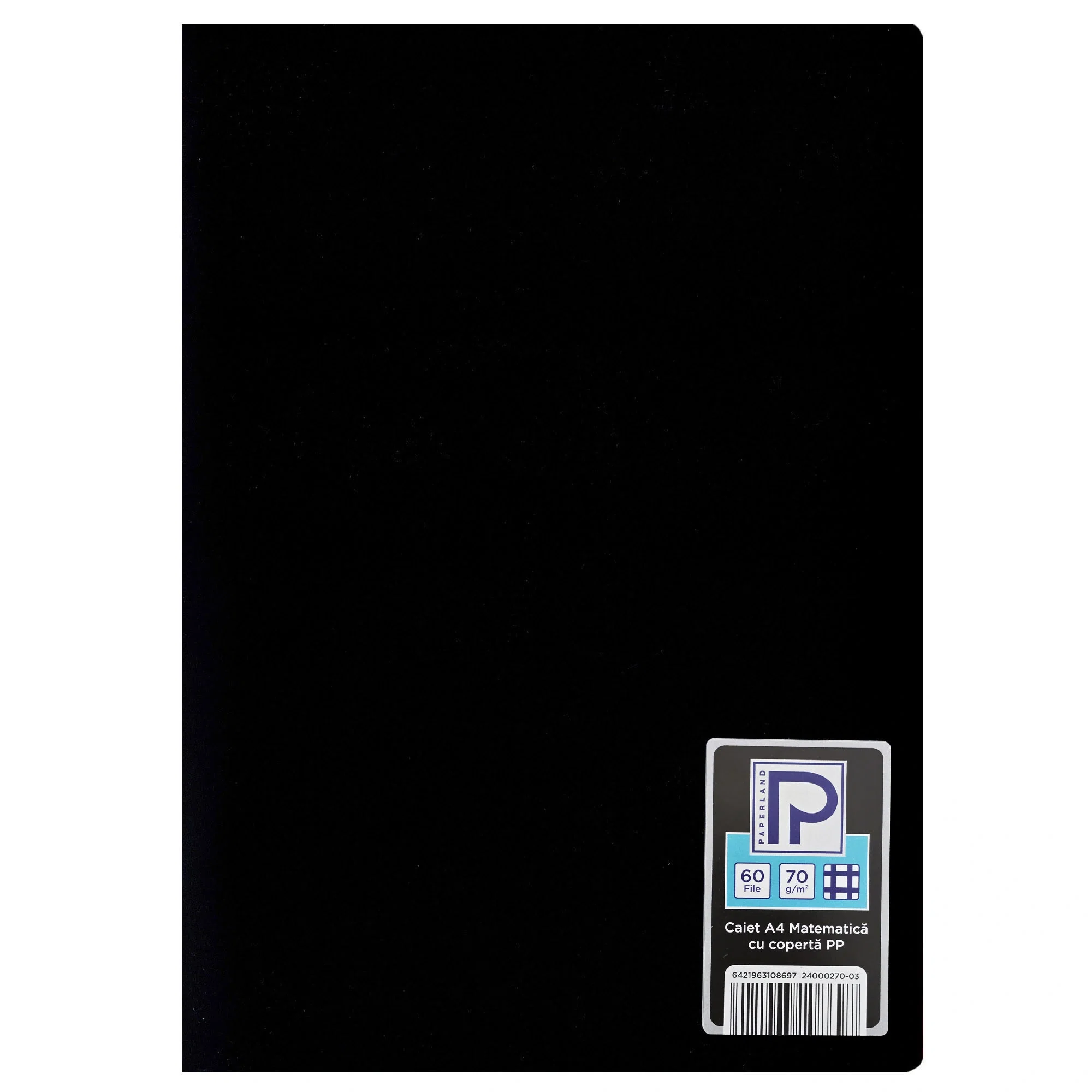 Caiet A4 60F Pătrățele Copertă Plastic Negru Paperland [1]