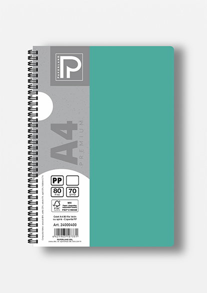 Caiet A4 80 File Velin Spirală PP Galben - Paperland Premium 24000400 [5]