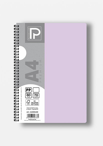Caiet A4 80 File Velin Spirală PP Galben - Paperland Premium 24000400 [4]