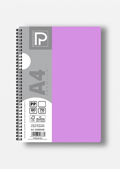 Caiet A4 80 File Velin Spirală PP Galben - Paperland Premium 24000400 [3]