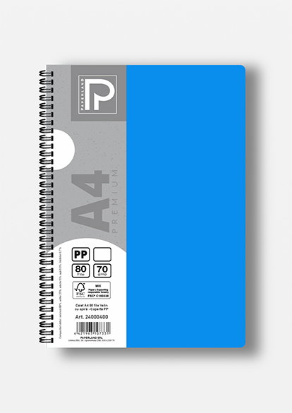 Caiet A4 80 File Velin Spirală PP Galben - Paperland Premium 24000400 [6]