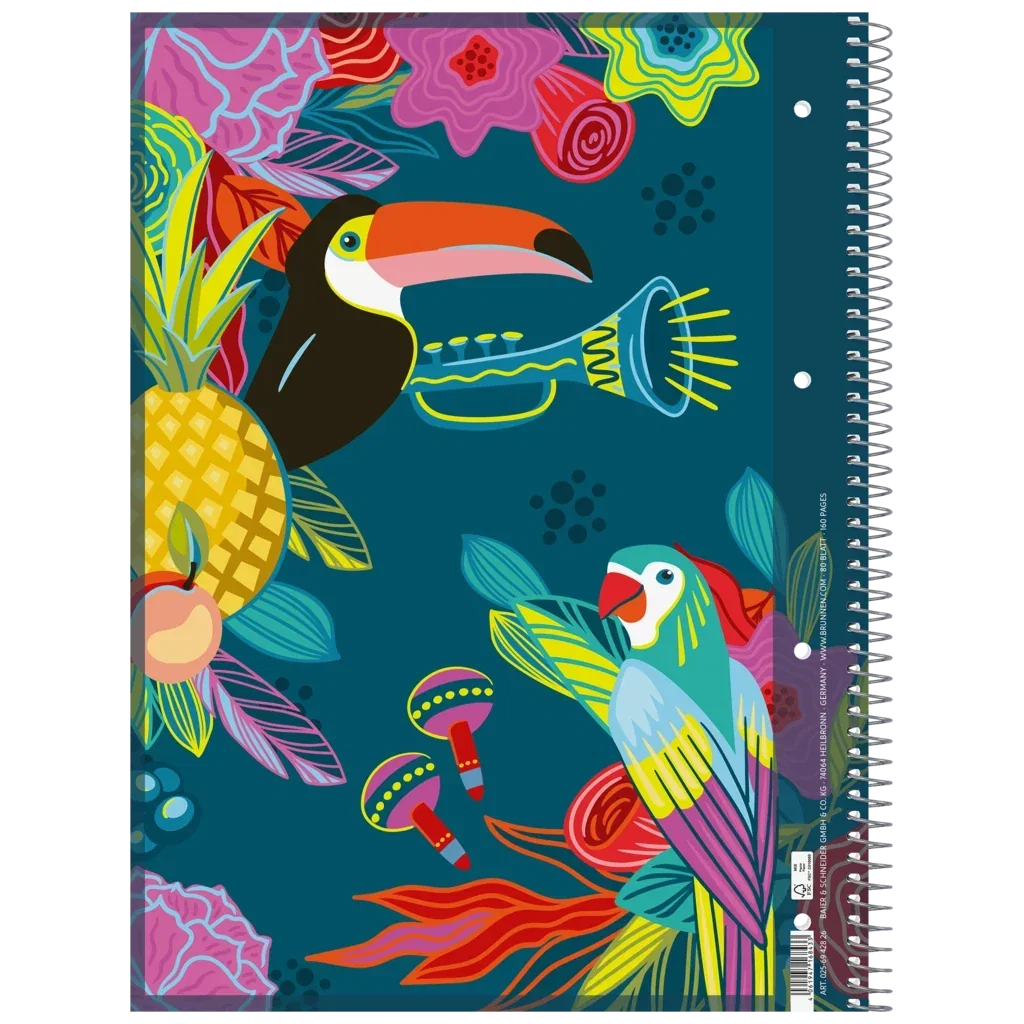 Caiet A4 80F Spiră și Perforații Tropical Pătrățele 0256942826 [2]