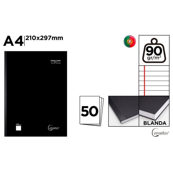 Caiet A4 IPB 50F 90g Negru Linii CE012 [1]