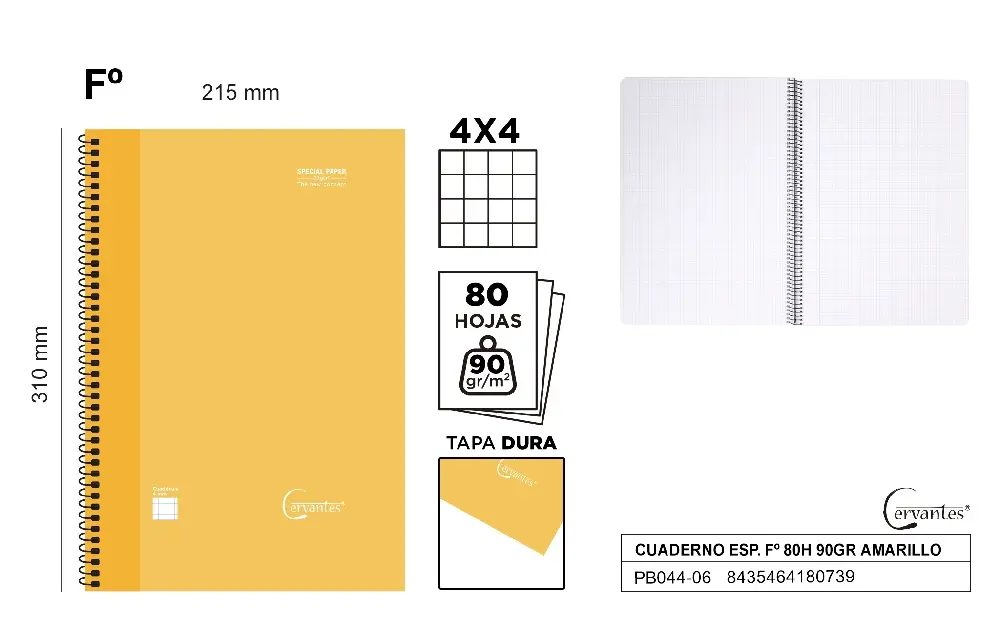 CAIET A4+ IPB 80F, SPIRA, COPERTA CARTON GALBEN, PATRATELE PB044-06 [1]