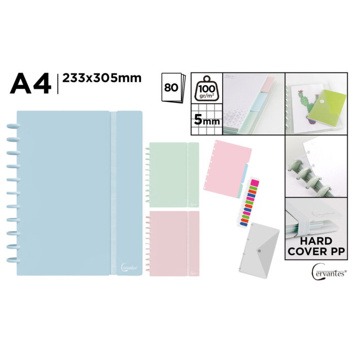Caiet A4 IPB PP Spiralat 80f 100gr Patratele Pastel CE001-2 [1]