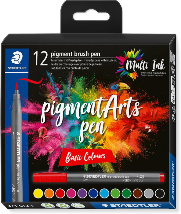 Carioca Staedtler Tip Pensula 12 Culori/Set Pastel Pigment Liner 371-C12-2 [1]