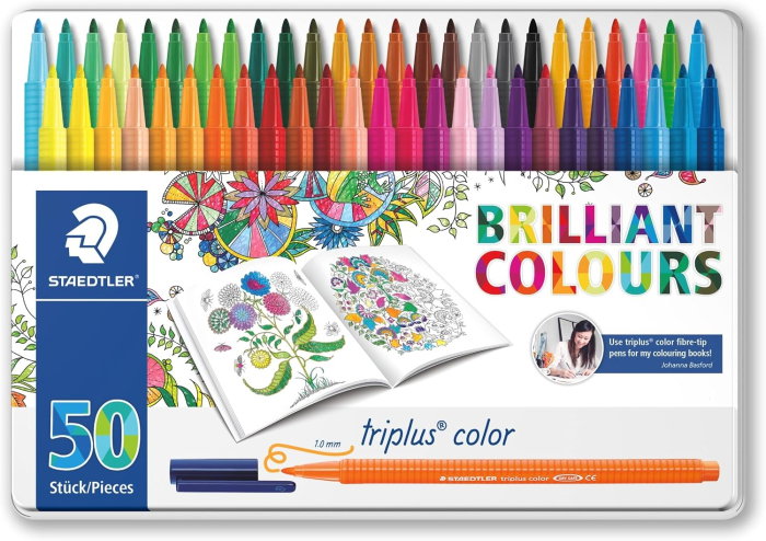 Carioci Staedtler Triplus 50 Culori/Set Cutie Metalica 323 M50 JB [1]