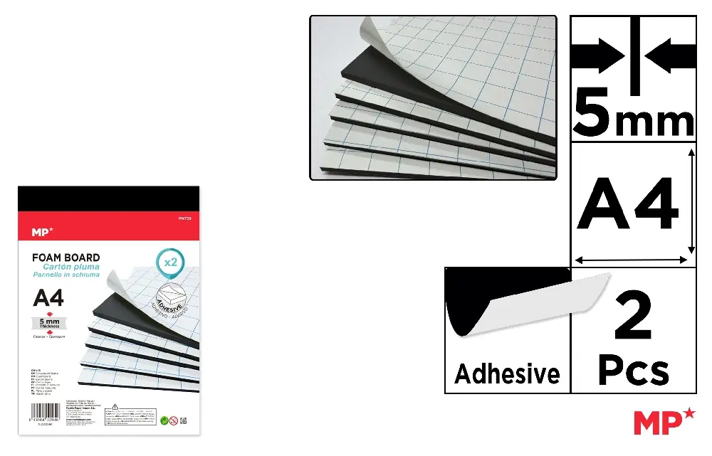 CARTON MOUSSE ADEZIV IPB A4 5MM 2/SET NEGRU PN739/ PN710 [1]