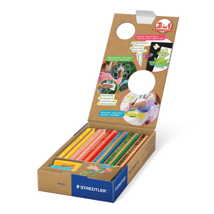 Creioane Colorate 3in1 Jumbo Rainbow 5+1buc Staedtler Noris Junior + Ascutitoare 140 C6 P2 [2]