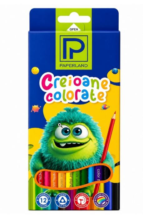 Set 12 Creioane Colorate Paperland PP-14100023 - Culori Vii Non-Toxice [1]