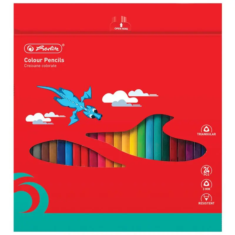 Creioane Colorate Triunghiulare Herlitz 3mm 24 Set [1]