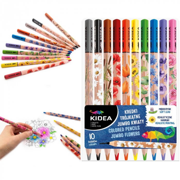 DE CREIOANE COLOR TRIUNGHIULARE 10/SET JUMBO FLORI KIDEA KTJK10KKA [2]