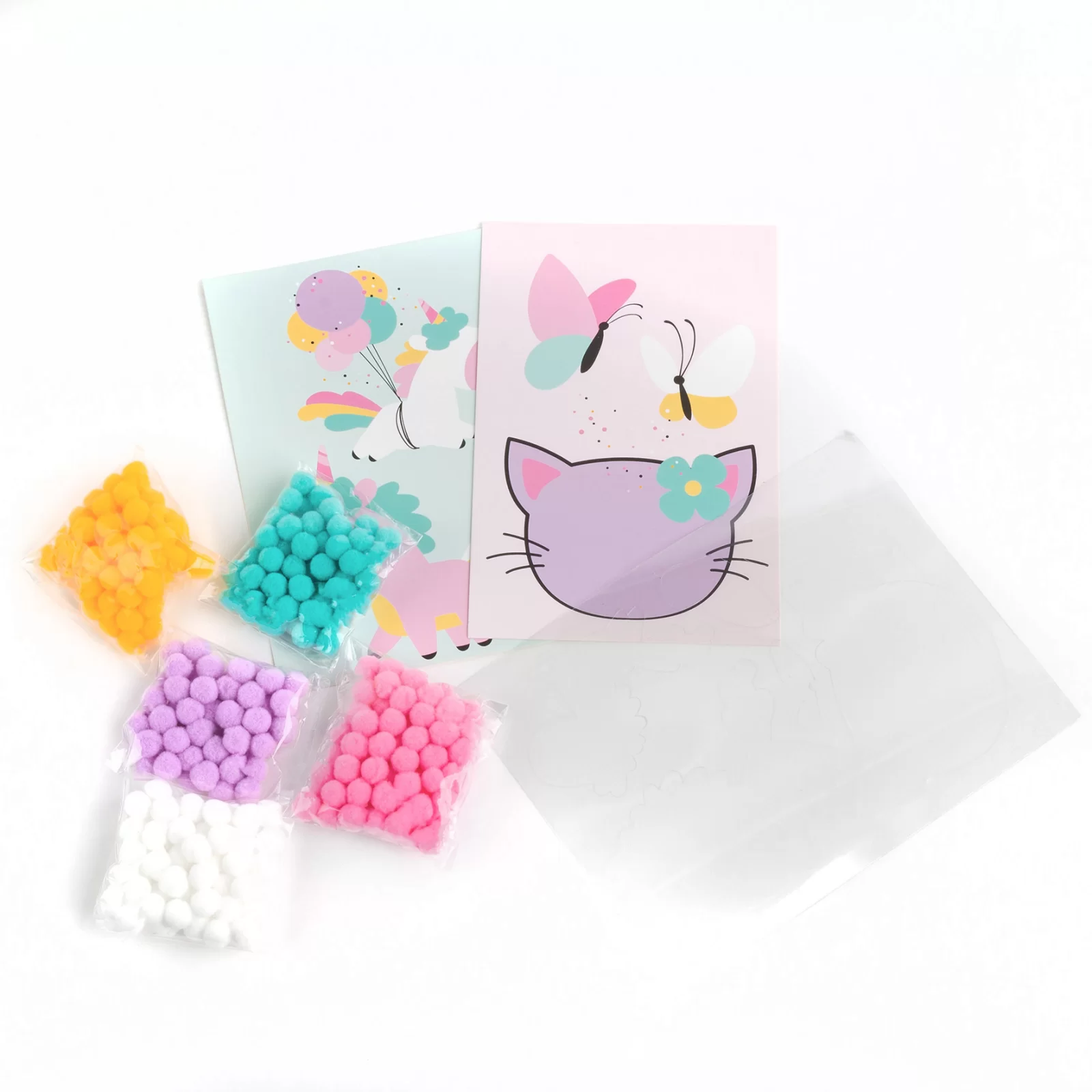 SET CREATIV CU STICKERE SI POMPOM UNICORN SI PISICUTA KIDEA POWUKA [4]