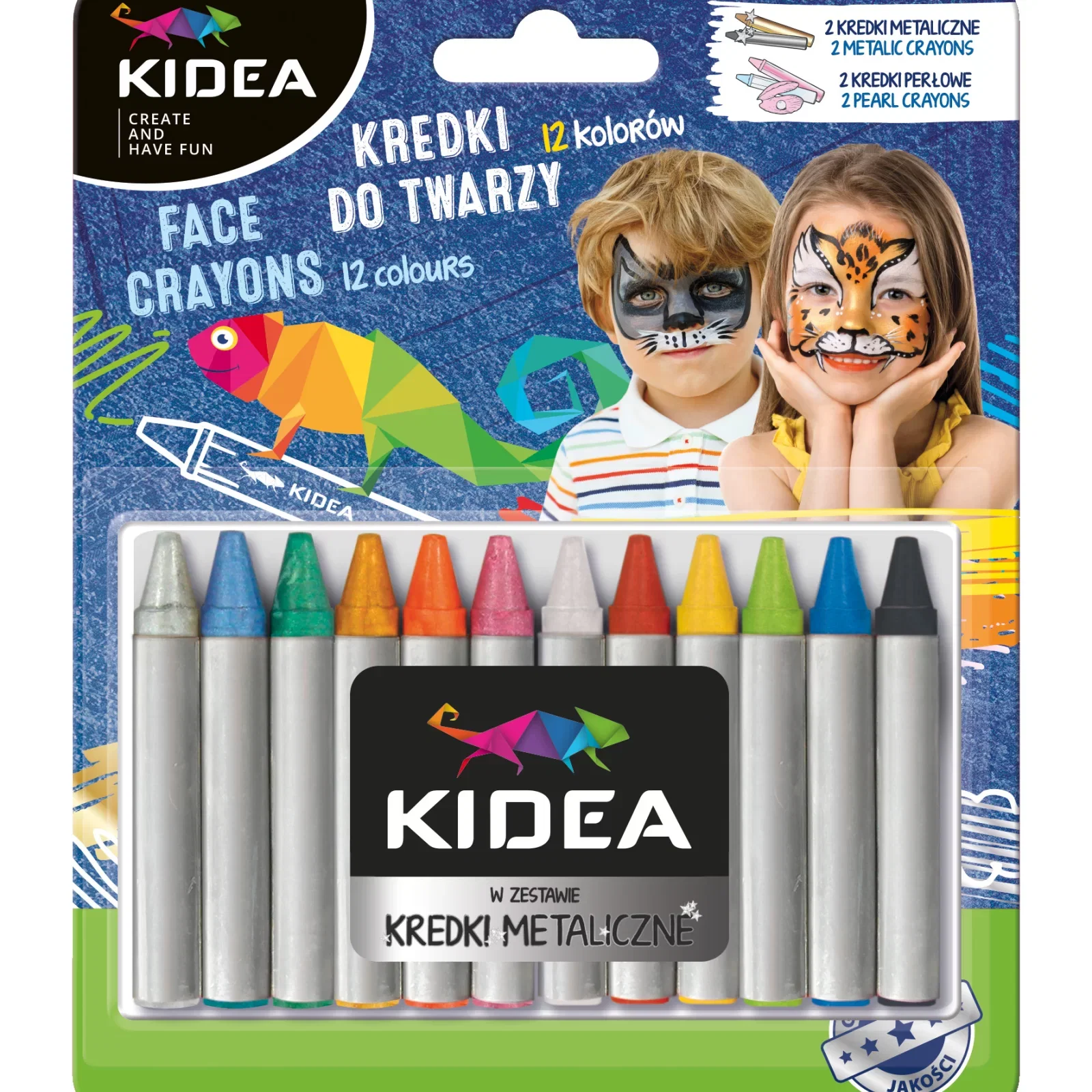 Set Creioane Pictură Pe Față 12 Culori Kidea KDT12KA [1]