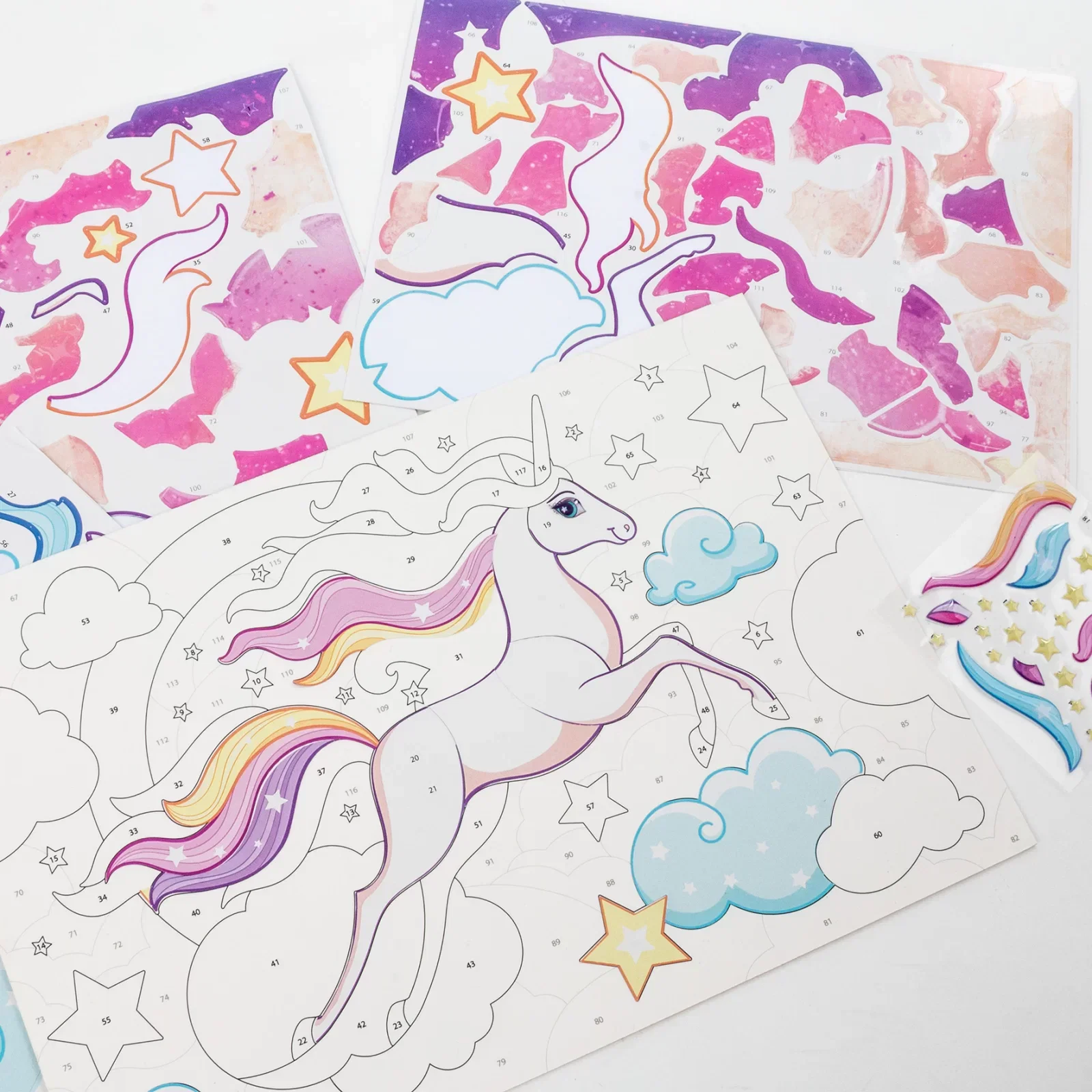 SET PICTURA PE NUMERE CU STICKERE, UNICORN, KIDEA WNJKA [7]