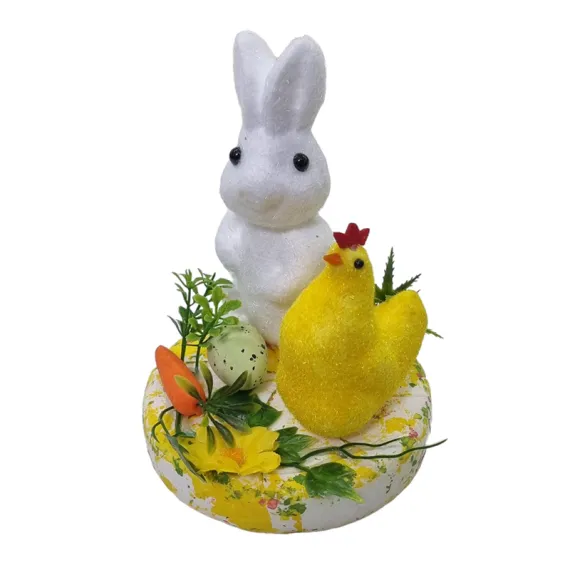 DECORATIUNE PASTE POLISTIREN IEPURE SI GAINA 9CM [1]