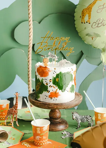 Topper Tort Acrilic Happy Birthday Gold 18x16.5cm [2]