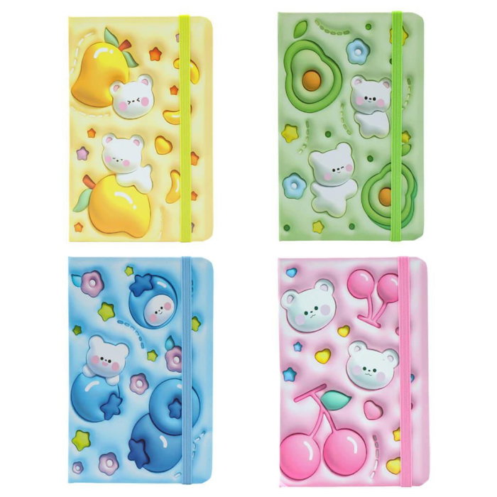 NOTES A6 80 FILE, COPERTA CU MODELE 3D PANDA, CU ELASTIC, TESORO 582366 [1]