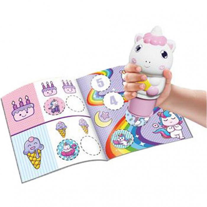 DIA STAMPILA CU STICKERE, CUTIE,100 BUC, 10x6x11.8CM UNICORN LUNA TOYS 623002 [3]
