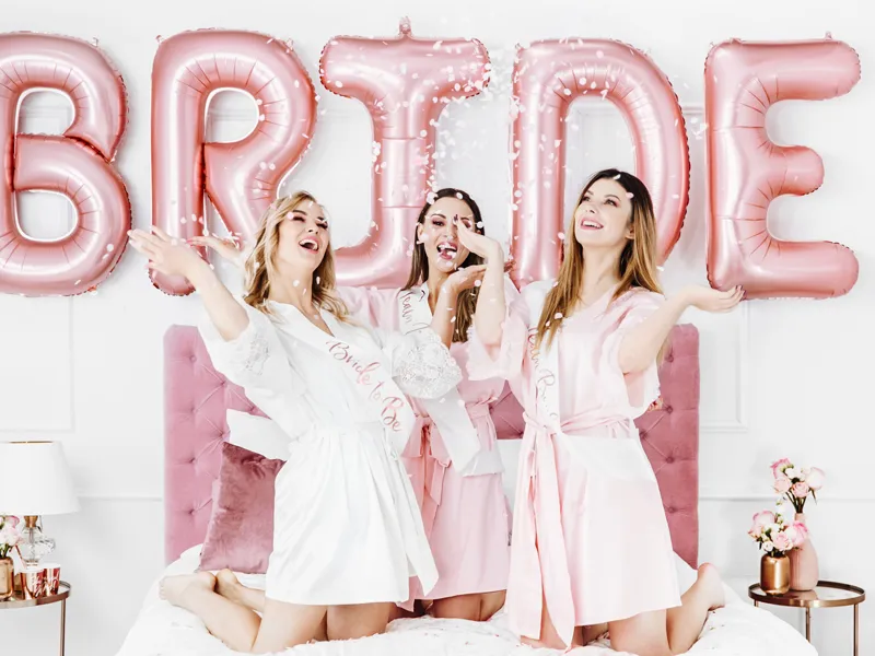 Eșarfă Satinată Mireasă "Bride to be" Alb/Rose Gold 75cm [3]