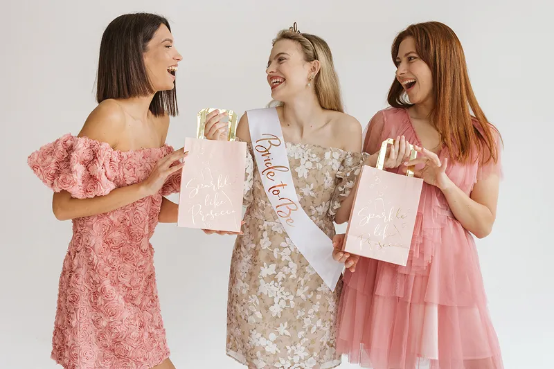 Eșarfă Satinată Mireasă "Bride to be" Alb/Rose Gold 75cm [6]