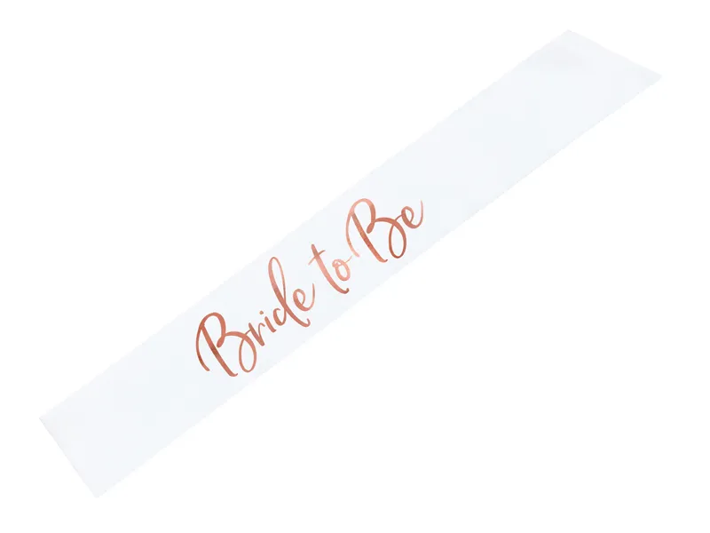Eșarfă Satinată Mireasă "Bride to be" Alb/Rose Gold 75cm [2]