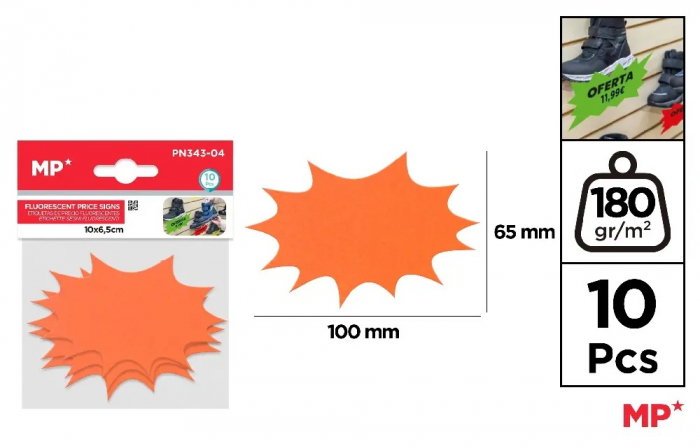 ETICHETE PRET IPB 100x65MM 10/SET PORTOCALIU FLUO PN343-04 [1]