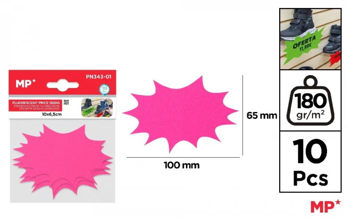ETICHETE PRET IPB 100x65MM 10/SET ROZ FLUO PN343-01 [1]