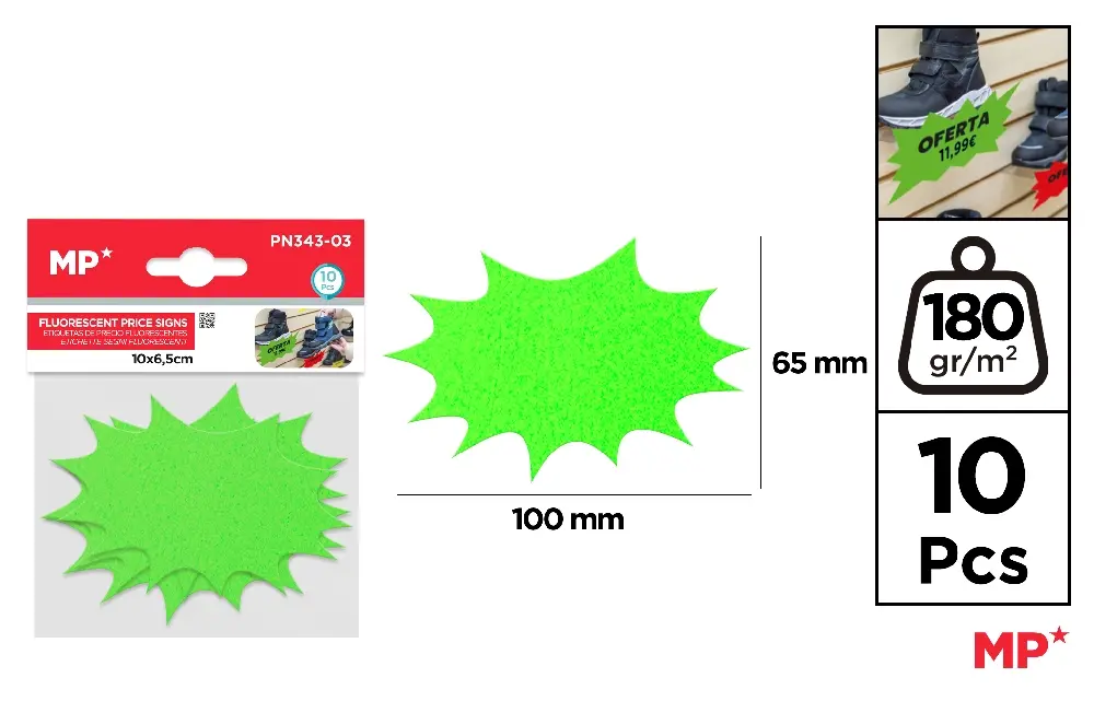 ETICHETE PRET IPB 100x65MM 10/SET VERDE FLUO PN343-03 [1]