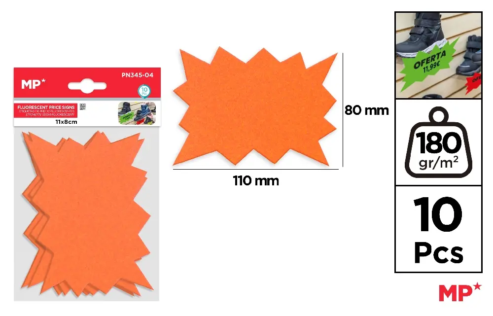 ETICHETE PRET IPB 110x80MM 10/SET PORTOCALIU FLUO PN345-04 [1]
