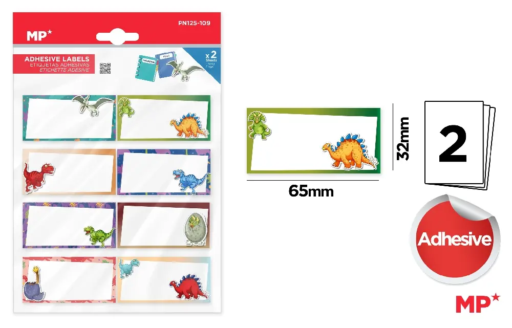 ETICHETE SCOLARE ADEZIVE IPB 2 COLI/SET DINOZAURI PN125-109 [1]