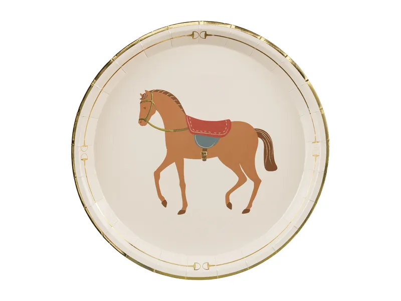 Set 6 Farfurii Carton Horse 23cm cu Imprimeu Auriu TPP98 [1]