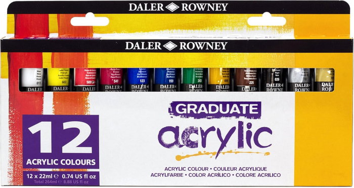 FIL CULORI ACRIL DALER ROWNEY GRADUATE 22ML 12/SET 123900012 [1]