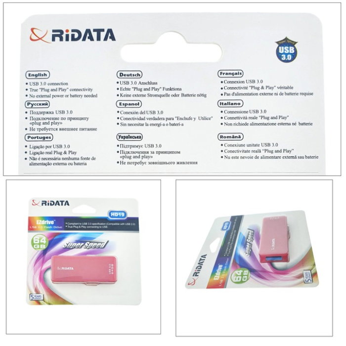 FLASH USB 3.1 RIDATA 64GB HB5 ROSU RETRACTABIL RI-97938 [2]