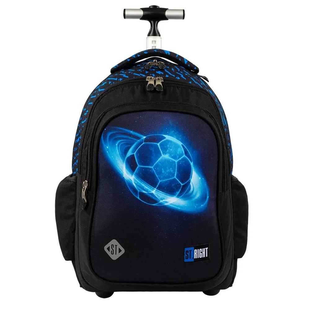 Ghiozdan troler St.Right Cosmic Soccer albastru cu negru, impermeabil și rezistent, pentru băieți din clasele 2, 3, 4 și 5-8, disponibil pe IPB. [2]