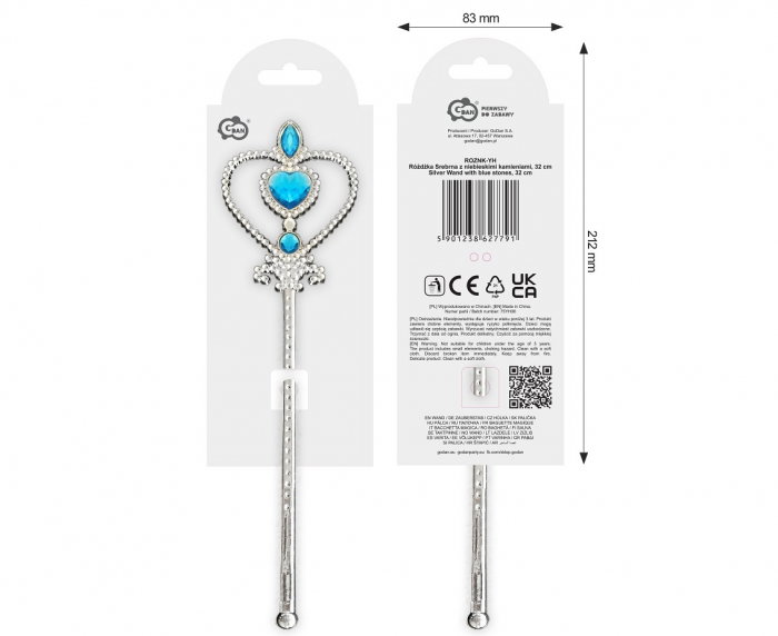 GOD BAGHETA PARTY ARGINTIE CU PIETRE ALBASTRE, 32CM ROZNK-YH [3]