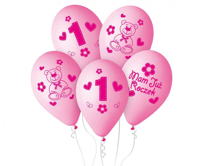 GOD BALOANE Premium Balloons "My 1 birthday"(pink), 30cm, 5/set GB-MU1G [1]