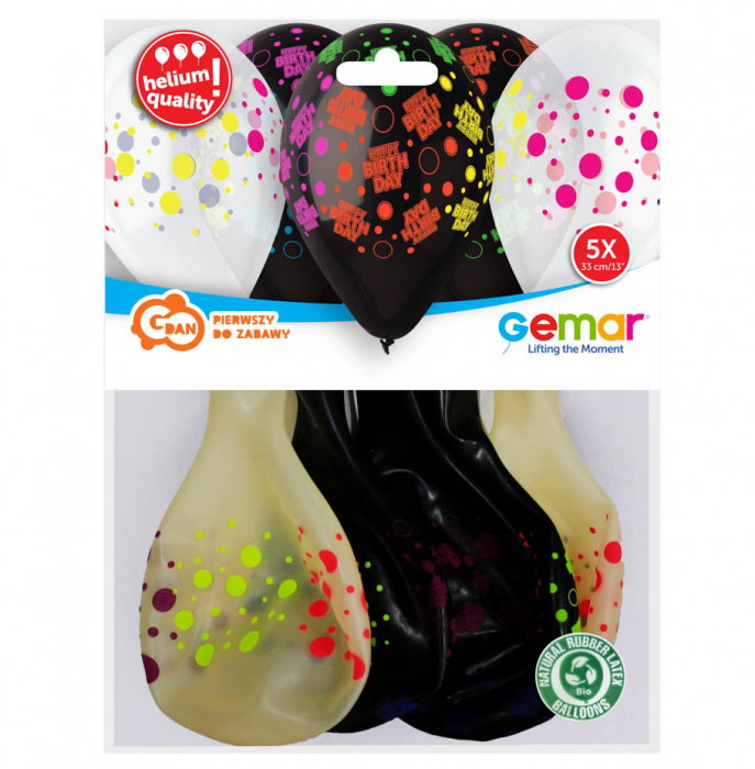 GOD BALOANE Premium helium balloons, Birthday Dots, 33cm, 5/set GS120/UGR [2]