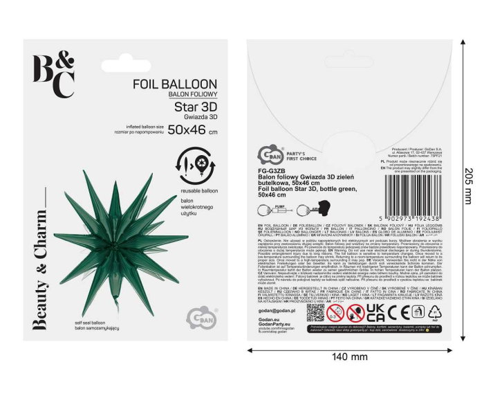BALON FOLIE ALUMINIU Star 3D, bottle-green, 50cm FG-G3ZB [4]