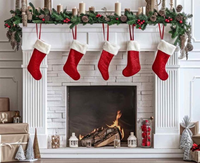 DECORATIUNE CRACIUN SOSETA Santa Christmas sock sparkling, red, 27X44cm NW-SKBR [2]