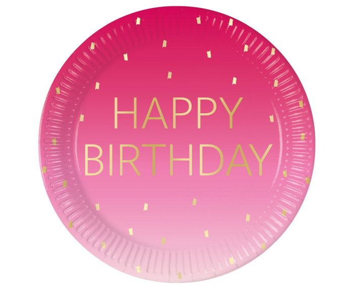 FARFURII CARTON Pink Happy Birthday, Decorata, FSC, 23cm, 8/set 96623 [1]
