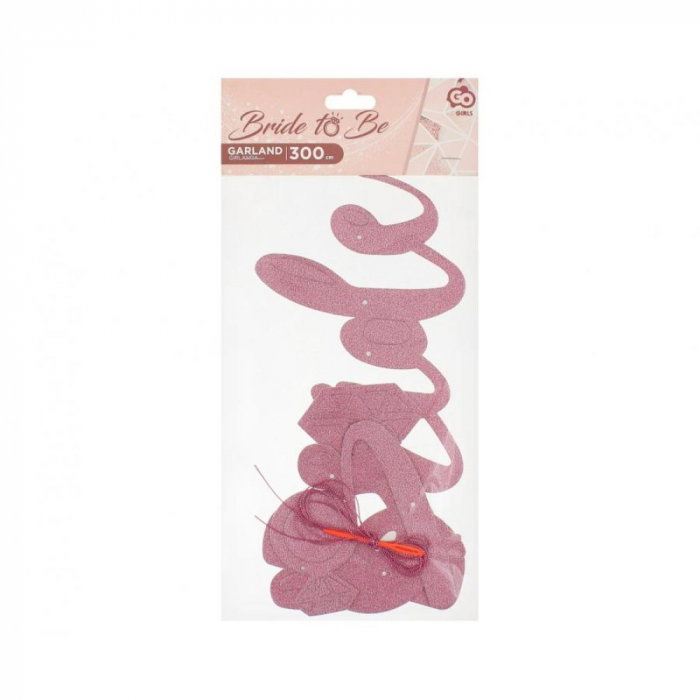 GOD GHIRLANDA DIN HARTIE Bride to Be, 300cm, glitter pink FJ-GBRB [2]