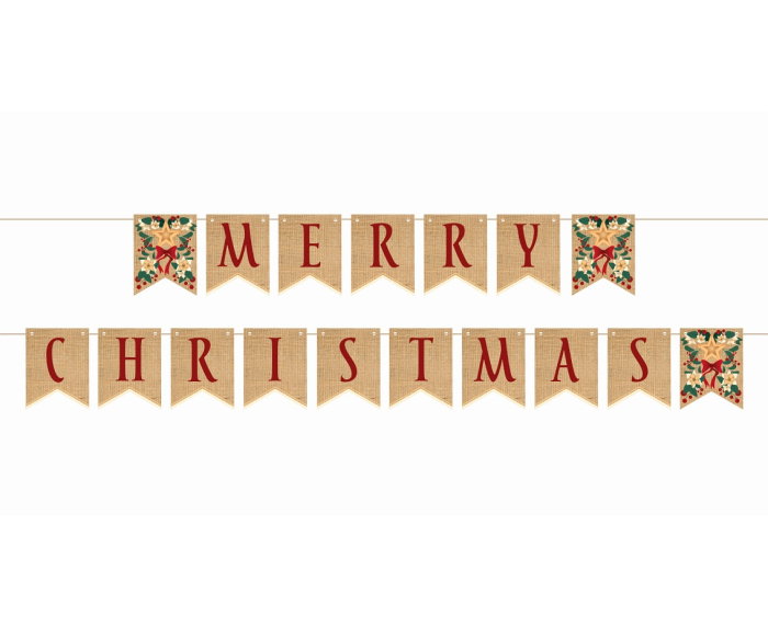 GHIRLANDA DIN HARTIE Merry Christmas, leaves, 250cm PF-GMCG [1]