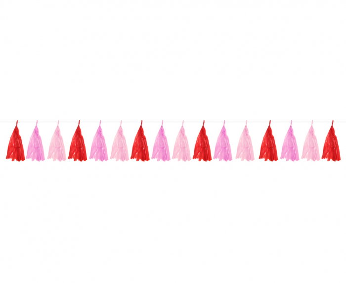 GOD GHIRLANDA DIN HARTIE Tinsel paper garland, red-pink, 250cm PF-GPFC [2]