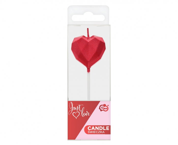 GOD LUMANARI TORT Pick candle Diamond Heart, red, 10.5*3.5cm BH-SSDC [3]