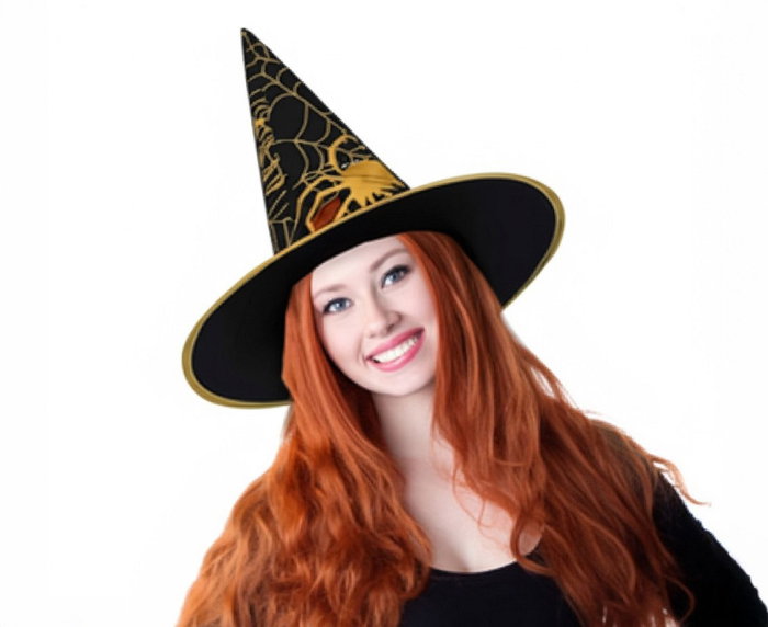PALARIE VRAJITOARE Witch hat with a golden spiderweb, 30cm, Size S, KCZZP-YH [1]
