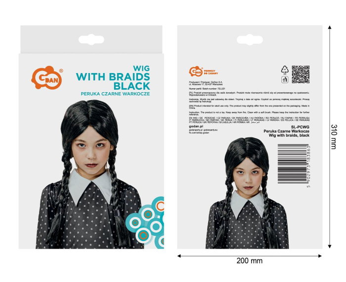 PERUCA NEAGRA CU CODITE IMPLETITE WEDNESDAY SL-PCWG [2]